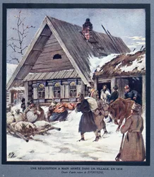 Streitkräfte requirieren Vorräte in einem Dorf