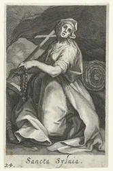 Heilige Silvia von Rom als Einsiedlerin (Kluftfrauen, Sacra Eremus Ascetriarum)