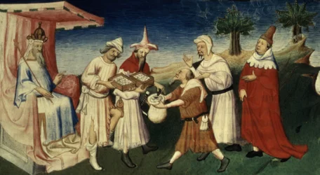 Ms Fr 2810 f.45, Wie der Große Khan Baumrinde als Währung verwendete, aus dem 