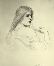 Junge Frau kämmt ihr Haar - Eine Studie von Beatrice Stewart
