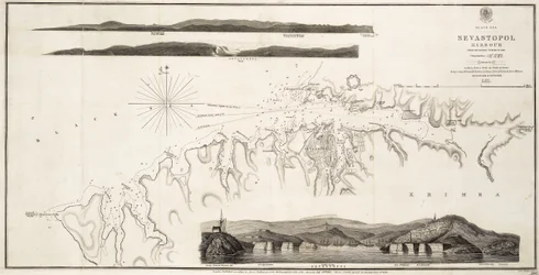 Schwarzes Meer Sewastopol Hafen aus der russischen Vermessung von 1836