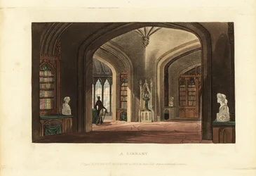 Entwurf für eine Bibliothek im gotischen Stil, Regency-Ära
