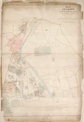 Plan von Lucknow, erstellt aus einer Vermessung von 1856, durch Leutnant Moorsom, 52. Leichte Infanterie. (Präsentiert von Kapitän Moorsom, C.E.), ca. 1856