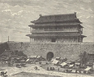 Tsien Men Tor, Eingang zur Verbotenen Stadt, Peking, China (Gravur)