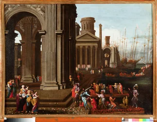 Das Einschiffen von Saint Ursula, bretonische christliche Prinzessin, für die Pilgerfahrt mit St. Cyriac von Rom