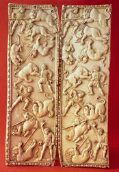 Diptychon mit einer Löwenjagdszene