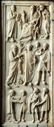 Episode aus dem Leben des heiligen Paulus von Tarsus. Elfenbeindiptychon. 5. Jahrhundert. Florenz, Museo Nazionale del Bargello