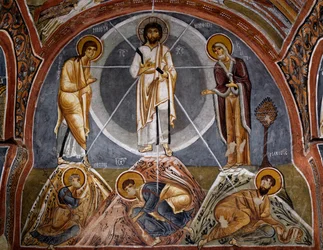 Verklärung, byzantinisches Fresko (12. Jahrhundert), Karanlik Kilise (Dunkle Kirche) (12.-13. Jahrhundert), Göreme (Unesco-Weltkulturerbe)