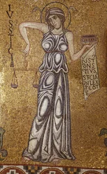 Gerechtigkeit (Detail) der Innenmosaiken in der St. Markus Basilika, 12. Jahrhundert