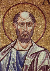 Der Prophet Obadja (8. oder 6. Jahrhundert v. Chr.). Werk eines byzantinischen Meisters, Mosaik, Detail der Dekoration der Basilika San Marco in Venedig (Italien)