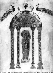 Madonna mit Kind, Folio aus den Rabula-Evangelien, 586 n. Chr.