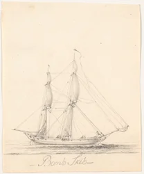 Bombenschiff mit Topsegel