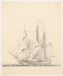 Marineschiff unter vollen Segeln