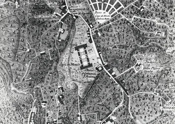 Stadtplan von Neapel mit Capodimonte, Detail aus der Karte des Herzogs von Noja