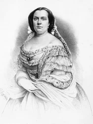 Porträt von Isabella II. von Bourbon (1830-1904), Königin von Spanien, Gravur
