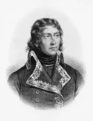 Porträt von Louis-Charles-Antoine Desaix de Veygoux (1768-1800), französischer Militärheld, der die Streitkräfte in den deutschen, ägyptischen und italienischen Feldzügen der Französischen Revolutionskriege führte, Gravur