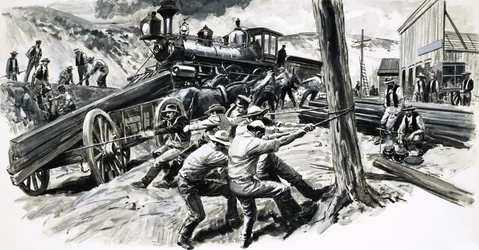 Eine Eisenbahn wurde 1873 durch den Bundesstaat Washington gebaut