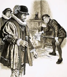 George Heriot verbrennt einen Schuldschein des Königs im Wert von 2.000