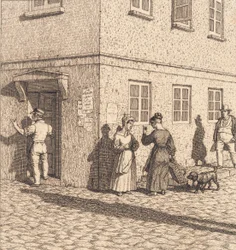 Eine Straßenecke. Illustration zu "Linearperspectiven", Tafel VII