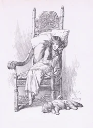 Aufgestützt im großen Lehnstuhl, aus The Child of the Air, veröffentlicht von Duckworth