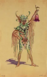 Robin Goodfellow, der Puck, Kostümentwurf für „Ein Sommernachtstraum“, inszeniert von R. Courtneidge am Princes Theatre in Manchester