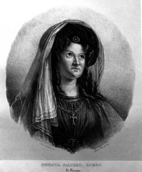 Porträt der Dichterin Diodata Saluzzo-Roero (1775-1840). Lithographie von Camilla Guiscardi