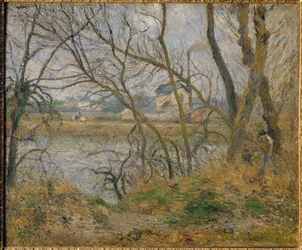 Ufer der Oise, nahe Pontoise, graues Wetter