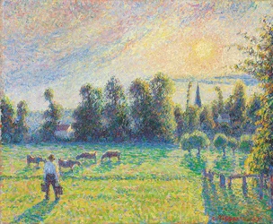 Weide, Sonnenuntergang, Eragny; Paturage, coucher de soleil, Eragny, 1890