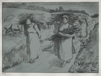 Bauern, die Reisig tragen, um 1896