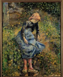 Der Schäfer sagt, das Mädchen hat einen Zauberstab. Gemälde von Camille Pissarro (1830-1903)