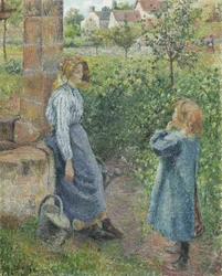 Frau und Kind am Brunnen