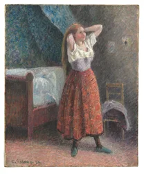 Frau beim Frisieren