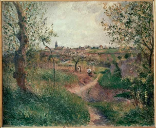 Le Chemin des Mathurins montant à travers champs, Pontoise