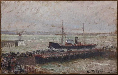 Schiff, das den Hafen von Le Havre betritt
