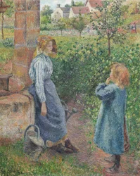 Frau und Kind am Brunnen