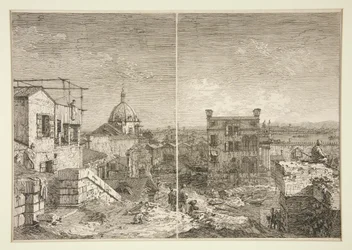 Das Haus mit der Inschrift [und] Das Haus mit dem Peristyl, aus der Serie Vedute (Ansichten)