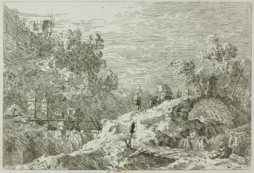 Berglandschaft mit fünf Brücken, aus Vedute