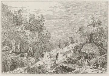 Berglandschaft mit fünf Brücken [unten rechts]