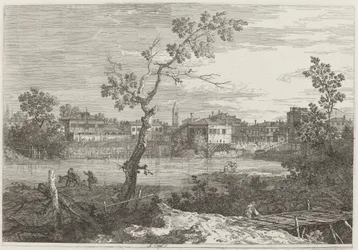 Ansicht einer Stadt am Flussufer, ca. 1735-1746