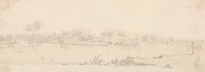 Skizze einer Landschaft über das Wasser