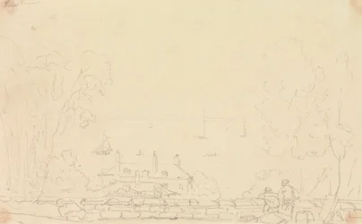 Skizze eines Landhauses in der Nähe der Küste, Isle of Wight