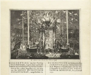 Feuerwerk zur Feier der Ankunft der Gesandtschaft von Moskau in Amsterdam 1697, 1697