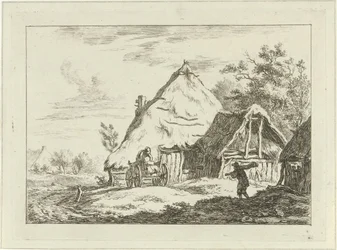 Karren vor einem Bauernhof (Landschaften 1-6)