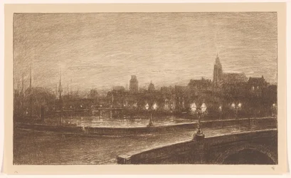 Brücke in Rotterdam bei Nacht