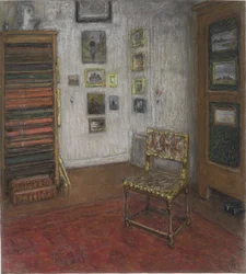 Atelierecke mit Stuhl und Kunstschrank, in Den Haag, Neue Schulstraße 28