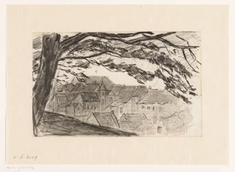 Stadtansicht von Kleve mit Baum im Vordergrund