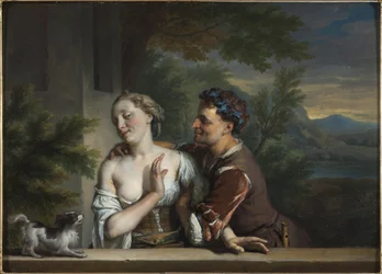 Ein Mann versucht, eine Frau zu küssen. Maße: 33,5 x 47 cm. Nationalmuseum Stockholm
