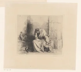 Petrus mit krähendem Hahn