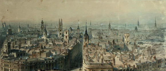 Blick vom Monument nach Norden über London, 1848
