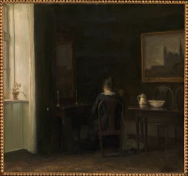 Interieur mit der Frau des Künstlers Emilie Heise